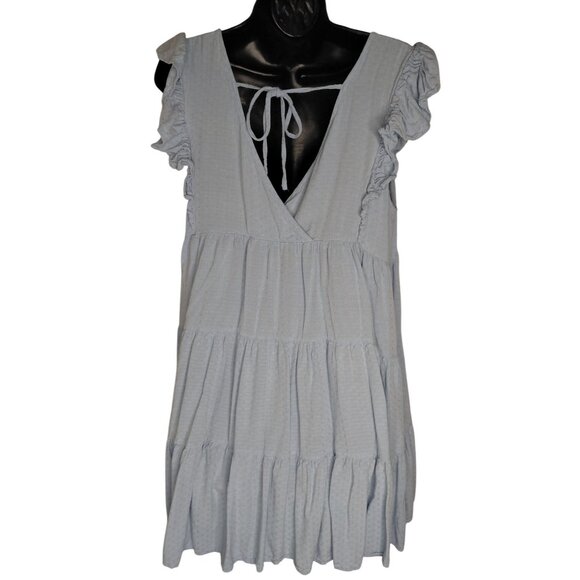 Kori America Light Blue Ruffled Sleeveless Tiered Dress M - Picture 2 of 9